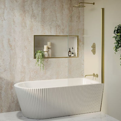 S6 Brushed Brass Radius Bath Screen