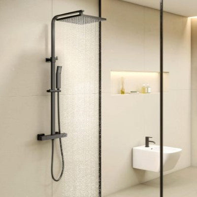 Square Thermostatic Bar Mixer w/Riser Kit - Matt Black