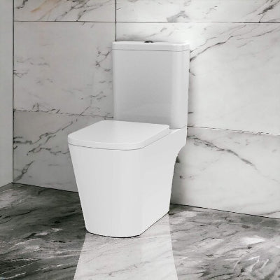 Square Rimless Close Coupled Toilet - Open Back