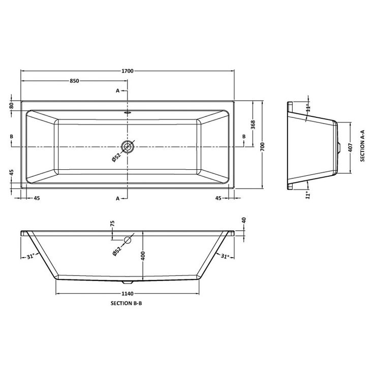 Thin Edge Bath Tub