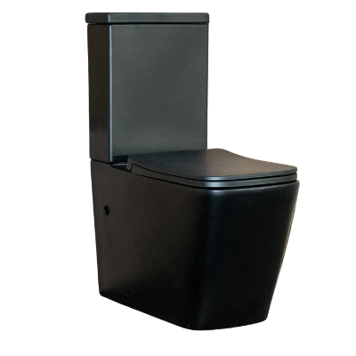 Matte Black Square Closed Back Close Coupled Rimless Toilet