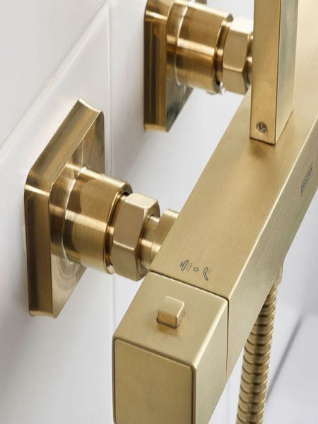 Tavistock Index Cool Touch Square Dual Function Bar Shower System with Fixed Head & Handset - Brass