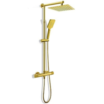 Tavistock Index Cool Touch Square Dual Function Bar Shower System with Fixed Head & Handset - Brass
