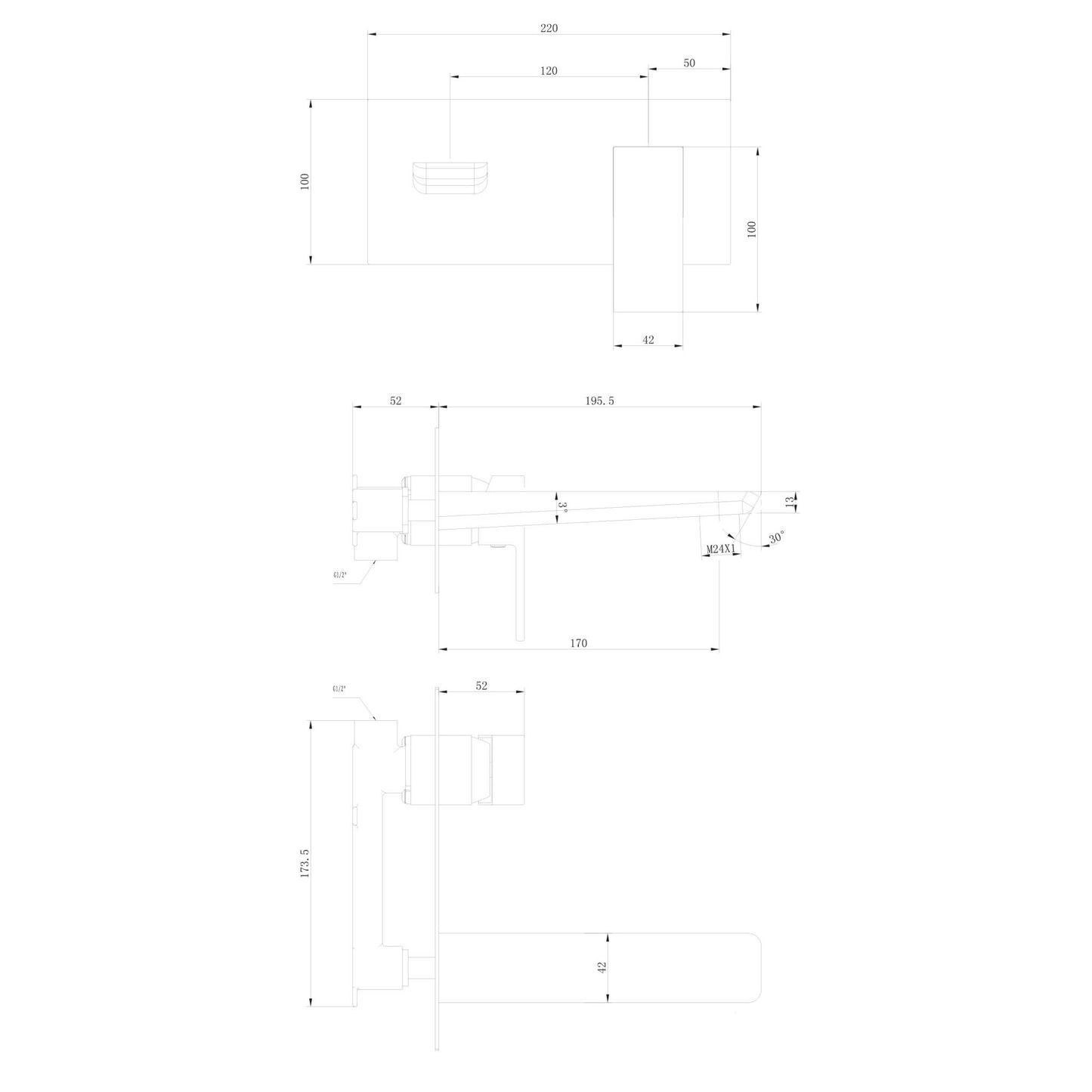 Muro Brushed Brass Bath Filler