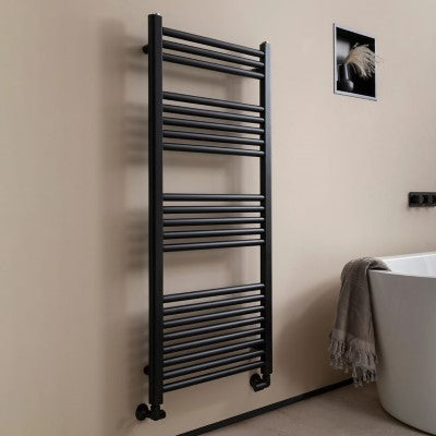 Bayham Electric 1200 x 500mm Straight Towel Rail - Matt Black