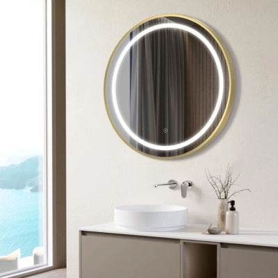 Round Brass LED Mirror
