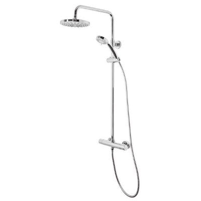 Tavistock Merit Round Exposed Bar Shower System with fixed head and handset - Chrome