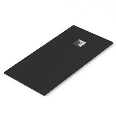 Aqua I Urban Slate Effect Rectangular Shower Tray & Waste 1400mm x 800mm - Midnight Black