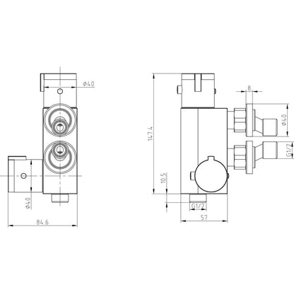 Thermostatic Vertical Valve for Douche Black
