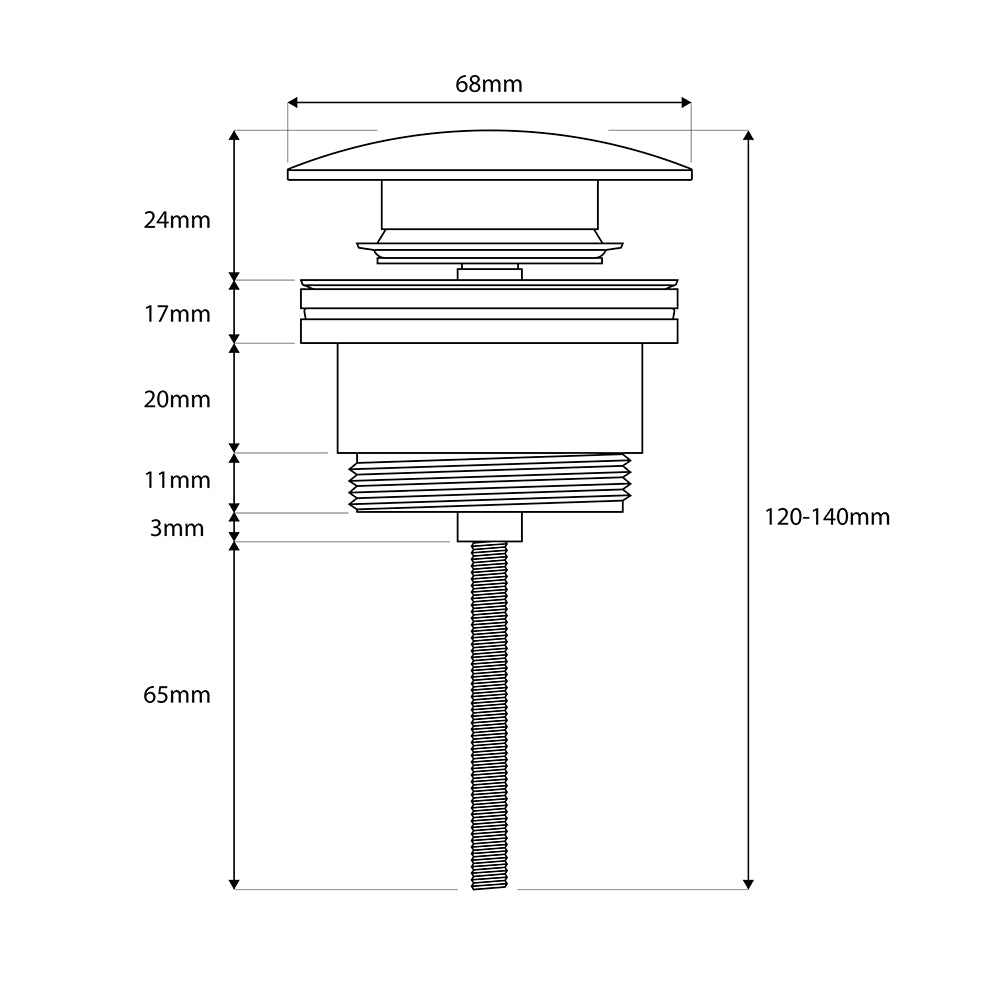 Universal Basin Waste, Brushed Brass