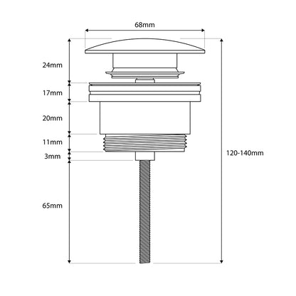 Universal Basin Waste, Brushed Brass