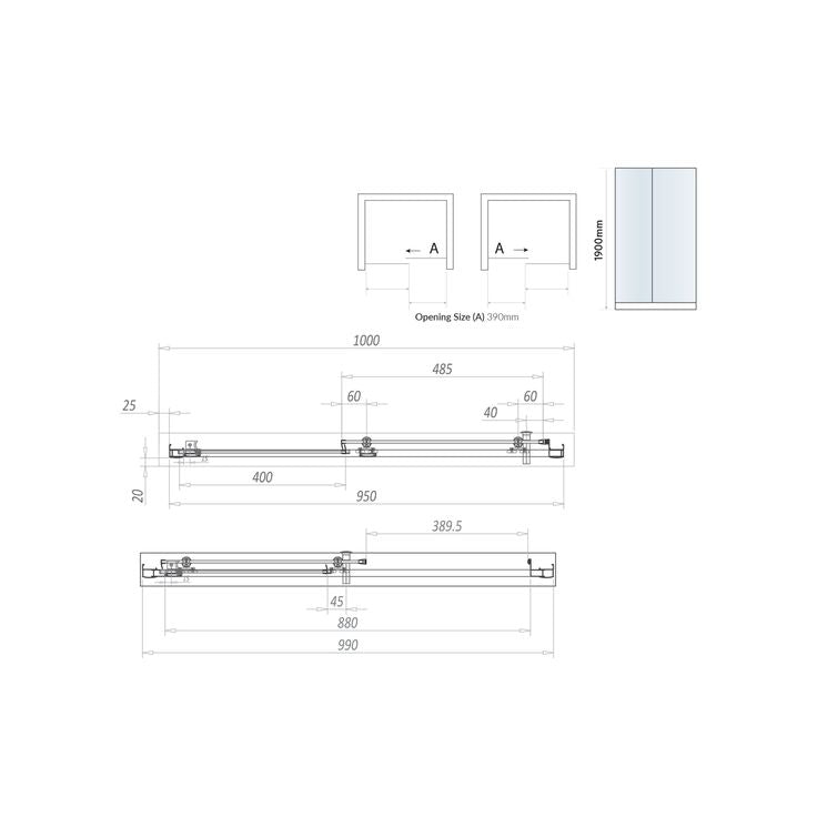 S6 Black Sliding Door 1200