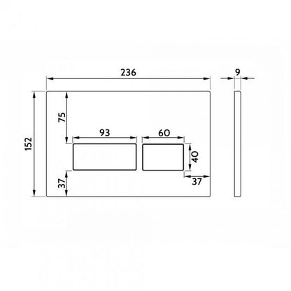 Square Brushed Brass Dual Flush Button