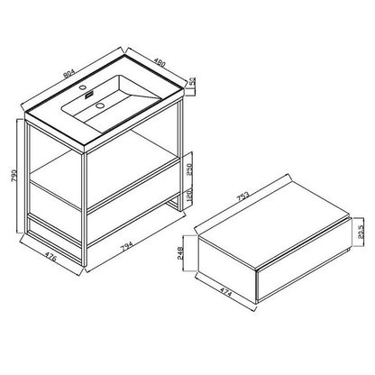 BOHO 800mm Vanity Unit, Basin and Frame
