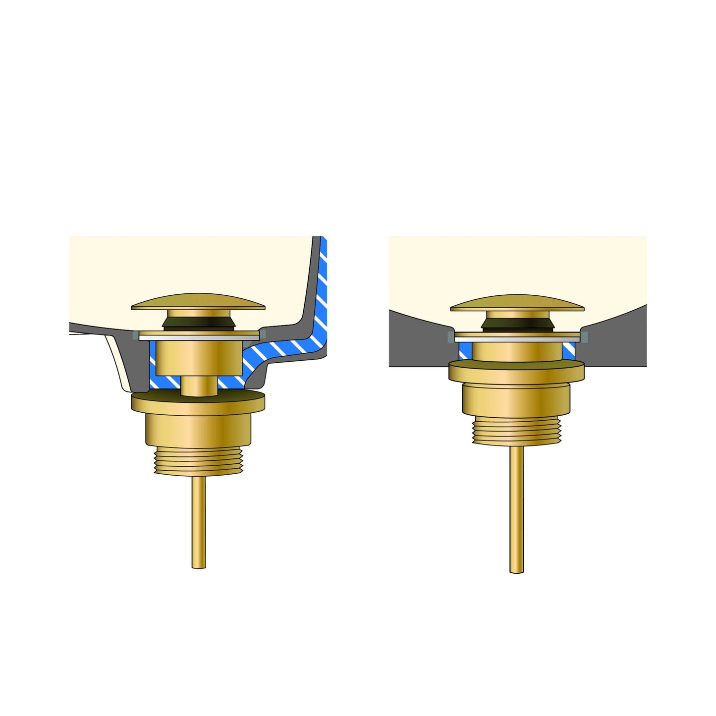 Universal Basin Waste, Brushed Brass